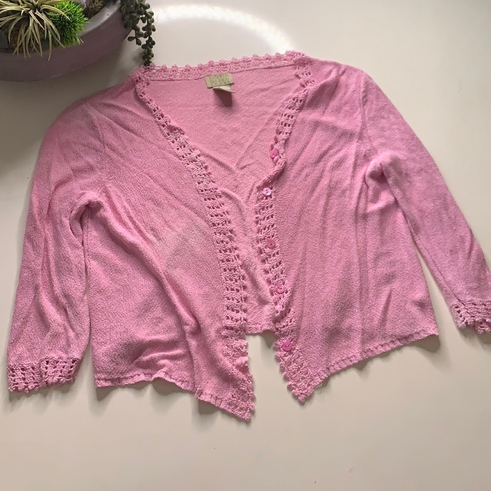 Vintage Sigrid Olsen Sport Bounce Knit Bubble Gum Pink Cardigan